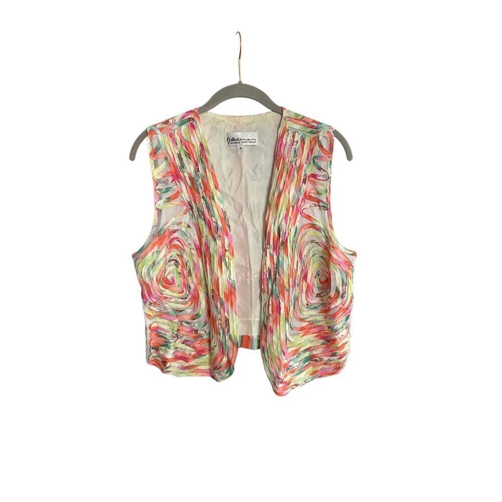 Helene vintage, women’s multi colored swirl design vest size P